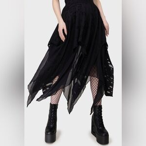 Killstar Gothic Black Asymmetrical Skirt
